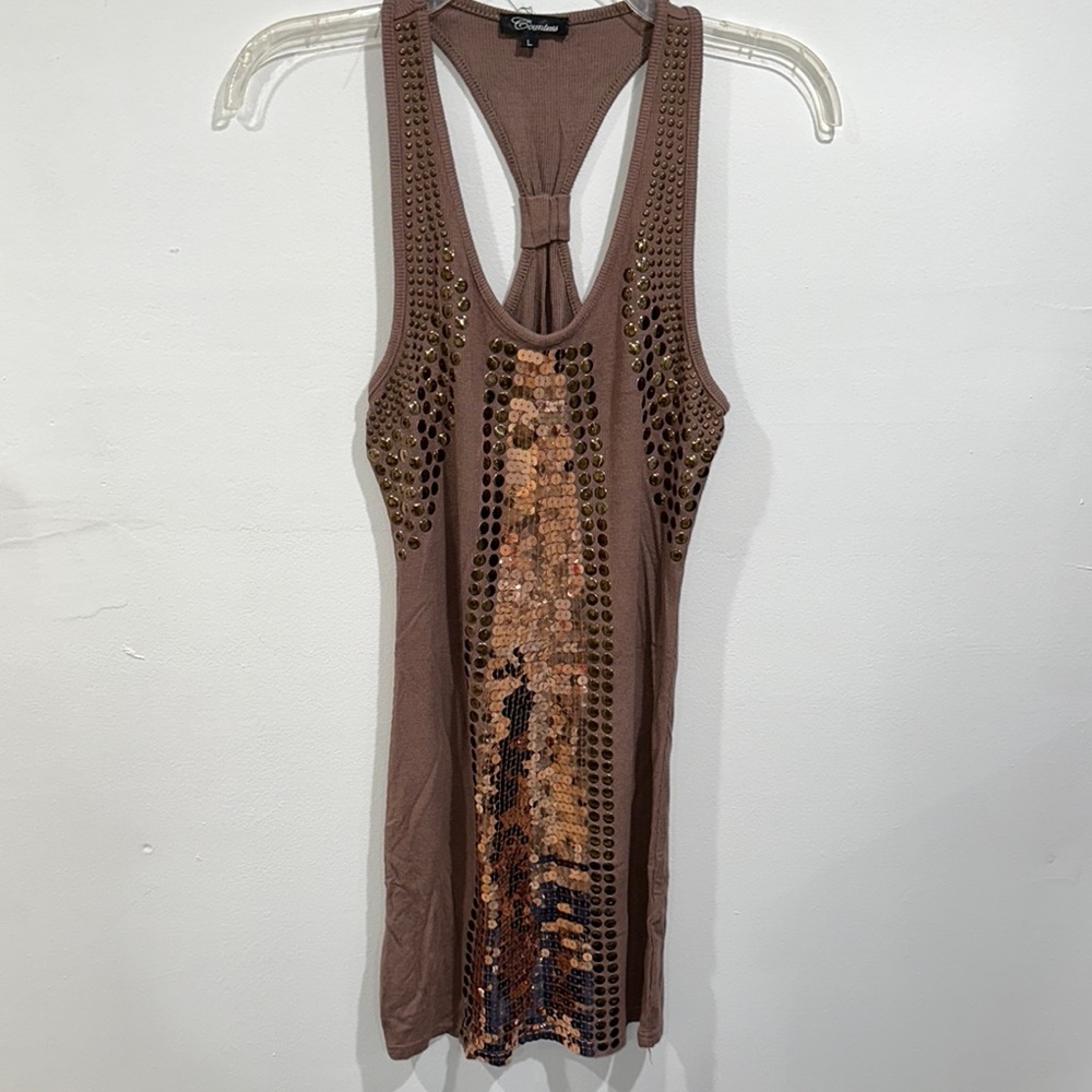 Bronze Sequin Tank Dress